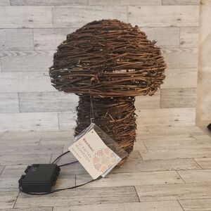 World Market Natural Rattan Mushroom Battery Operated LED Light Up Decor